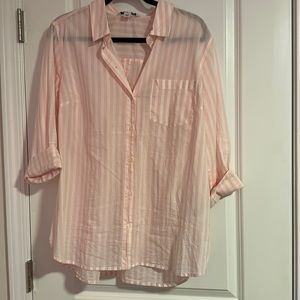 Old Navy Button Down Shirt Size XL Pink and White Stripe